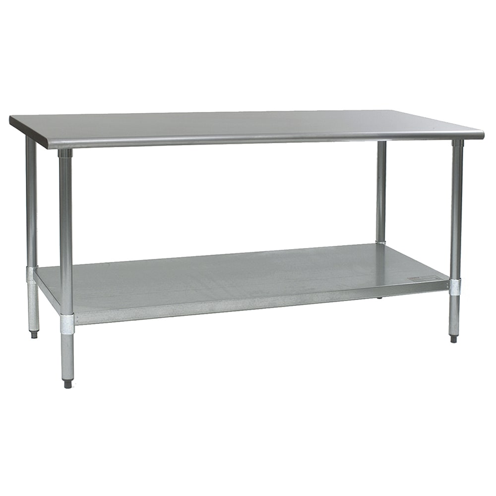 241-T3072B 72" 16 ga Work Table w/ Undershelf & 430 Series Stainless Flat Top