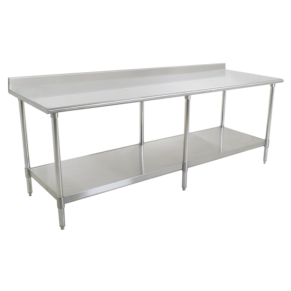 241-T3096SEBBS 96" 16 ga Work Table w/ Undershelf & 300 Series Stainless Top, 4 1/2&quot...