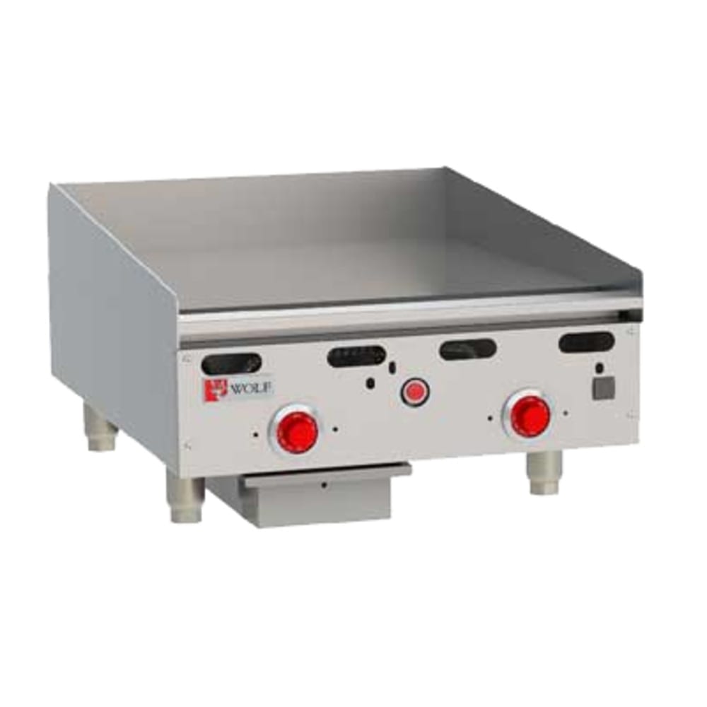 Wolf ASA24 24" Gas Griddle w/ Thermostatic Controls - 1" Steel Plate, Liquid Propane