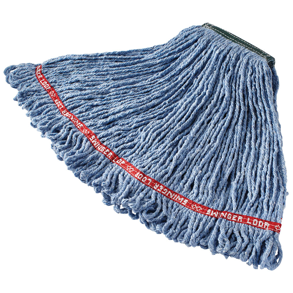 007-FGC11206BL00 Looped-End Medium Wet Mop Head - 1" Headband, 4 Ply Cotton/Synthetic, Blue