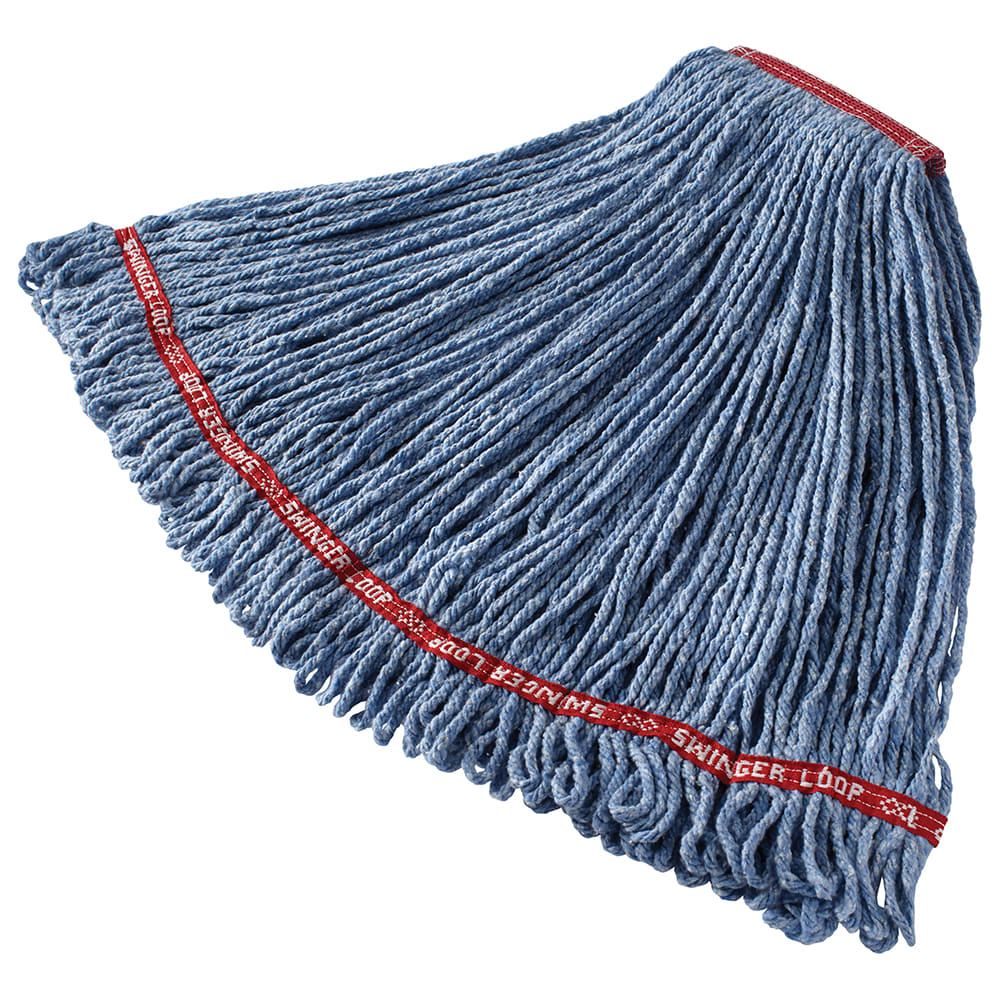 007-FGC11306BL00 Looped-End Large Wet Mop Head - 1" Headband, 4 Ply Cotton/Synthetic Blend,...