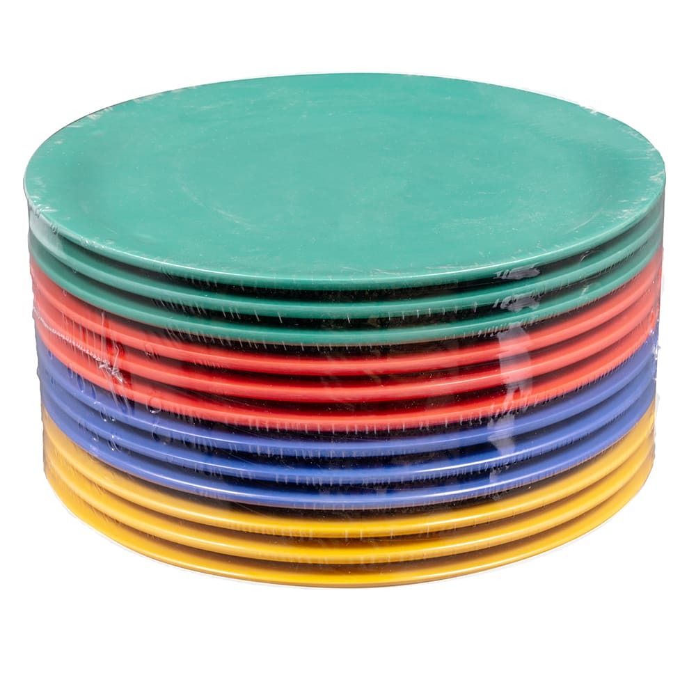 284-NP9MIX 9" Round Melamine Dinner Plate, Assorted Colors
