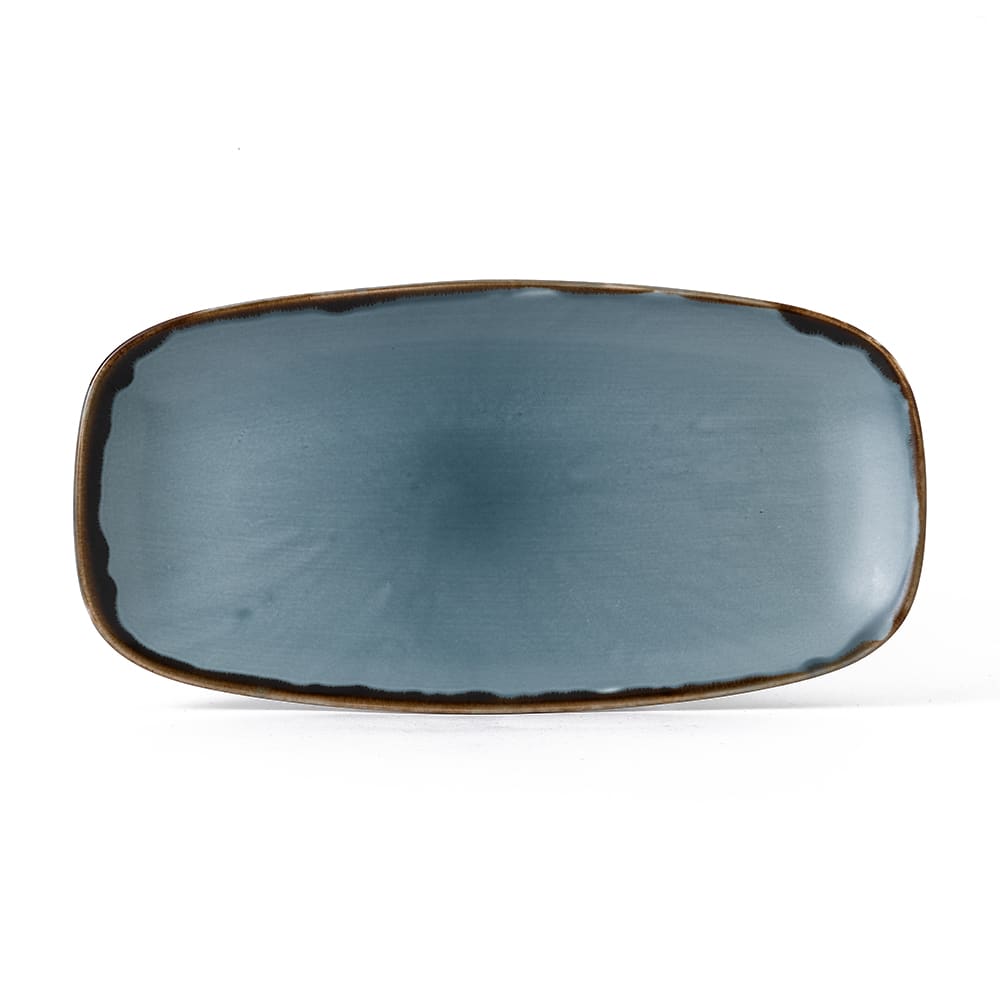 245-HBL29 11 3/4" x 6" Oblong Harvest Chef's Plate - Ceramic, Blue