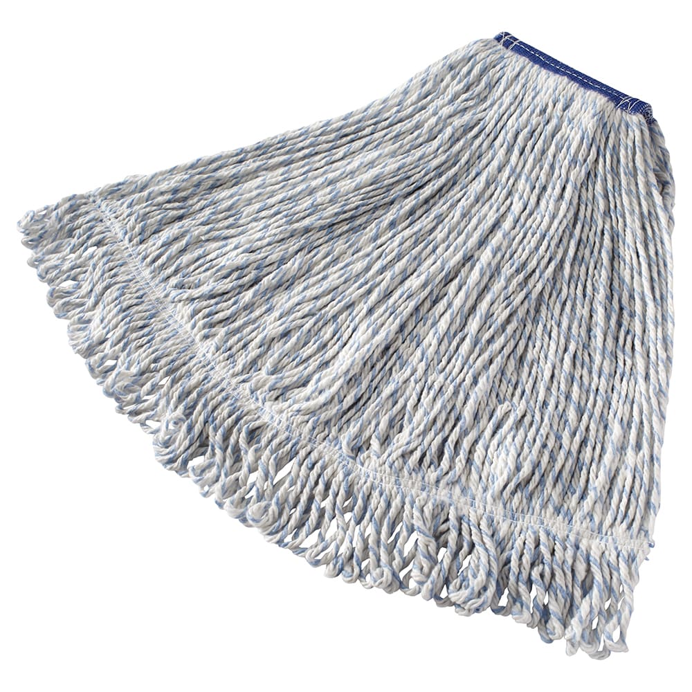 007-FGD51306WH00 Large Finish Mop Head - 1" Headband, 4 Ply Yarn, White/Blue Stripe