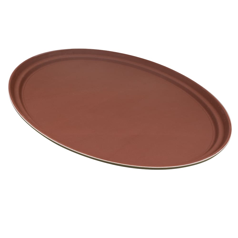 284-NS2500BR Oval Serving Tray, 25" x 20", Melamine, Brown