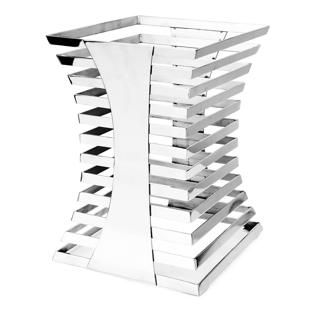 969-1720 10" Square Escalate Riser w/ Sterno Holder - 14"H, Stainless Steel
