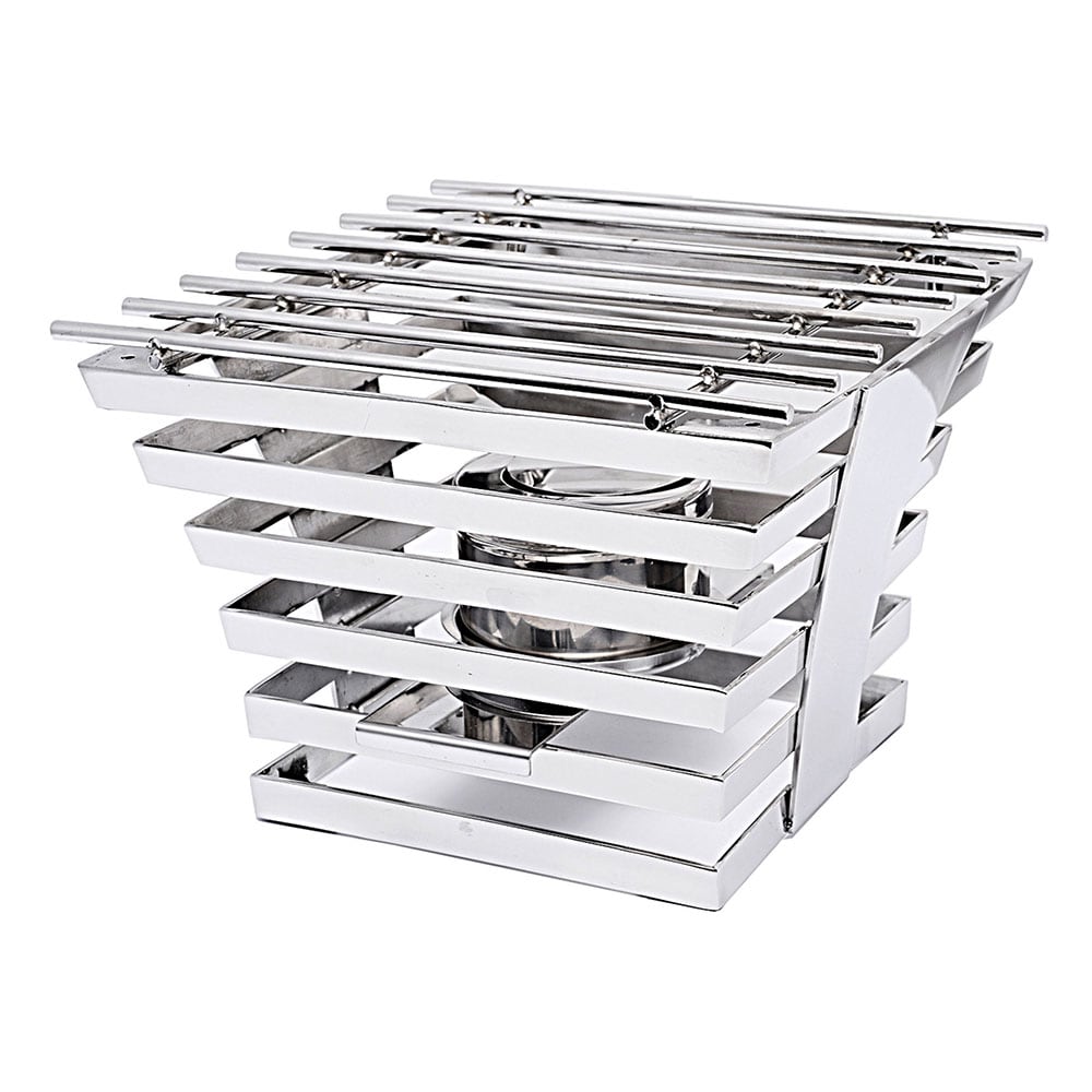 969-1710 10" Square Escalate Riser w/ Sterno Holder - 6 1/2"H, Stainless Steel