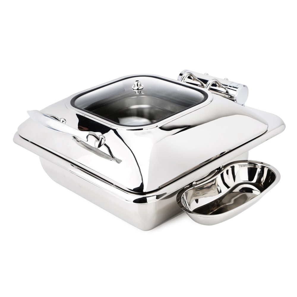 Eastern Tabletop 3934G 6 qt Square Induction Chafer w/ Hinged Glass Lid, Stainless Steel