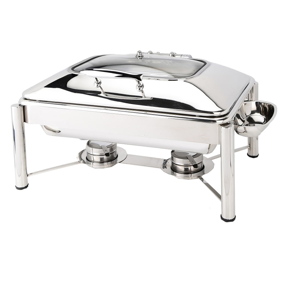 Eastern Tabletop 3935GPL 8 qt Oblong Induction Chafer w/ Hinged Glass Lid, Stainless Steel