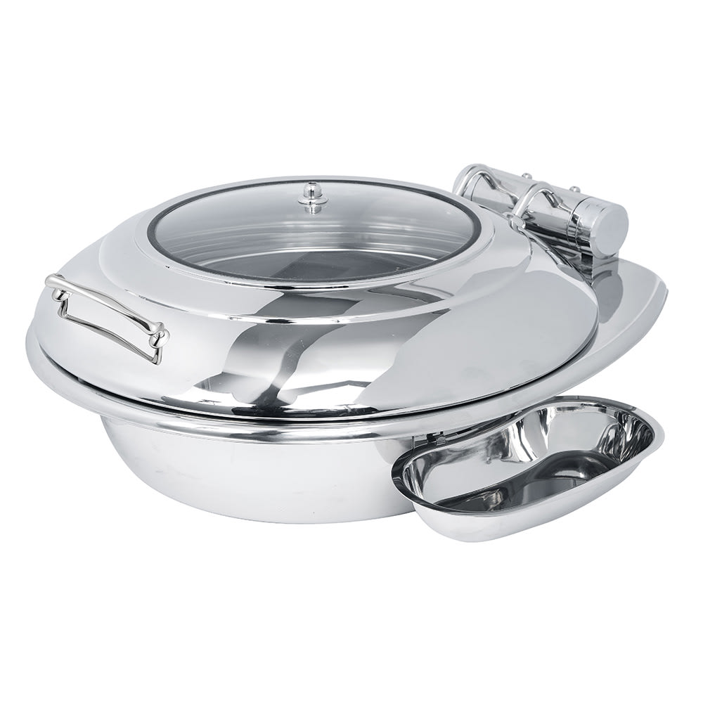 Eastern Tabletop 3938G 6 qt Round Induction Chafer w/ Hinged Glass Lid, Stainless Steel