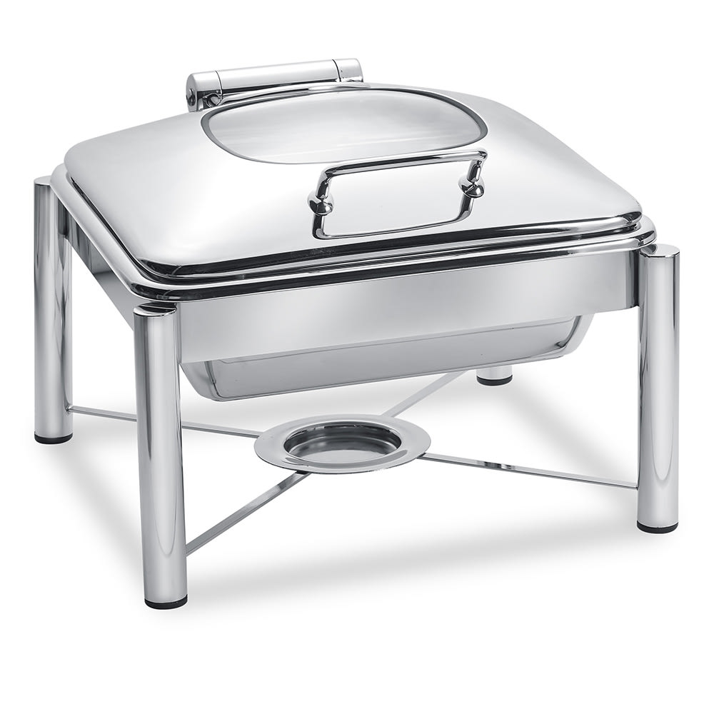Eastern Tabletop 3954G/S 6 qt Square Induction Chafing Dish w/ Hinged Glass Lid, Stainless Steel