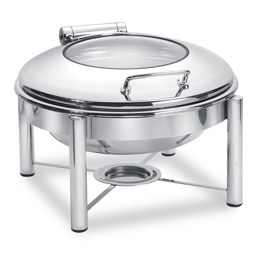 Eastern Tabletop 3958G/S 6 qt Round Induction Chafing Dish w/ Hinged Glass Lid, Stainless Steel