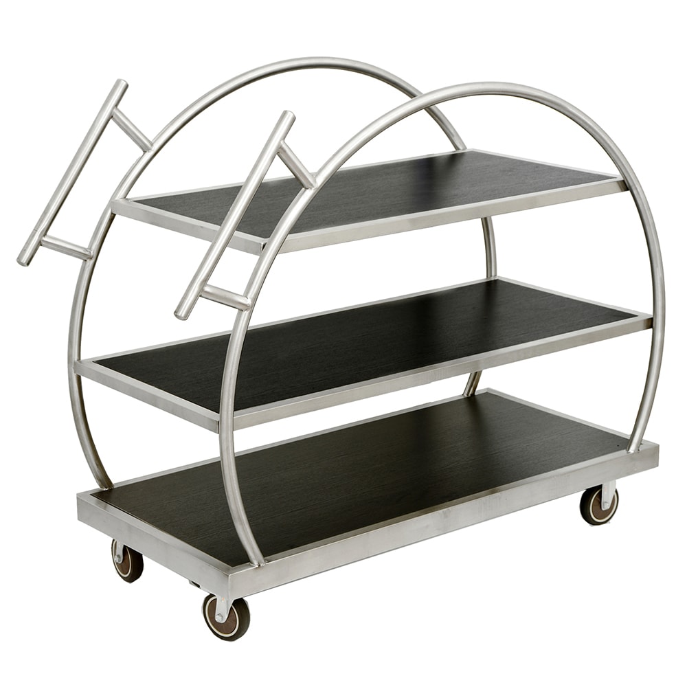 Eastern Tabletop WT6839 44" Beverage Service Cart w/ (3) Levels, Stainless/Wood