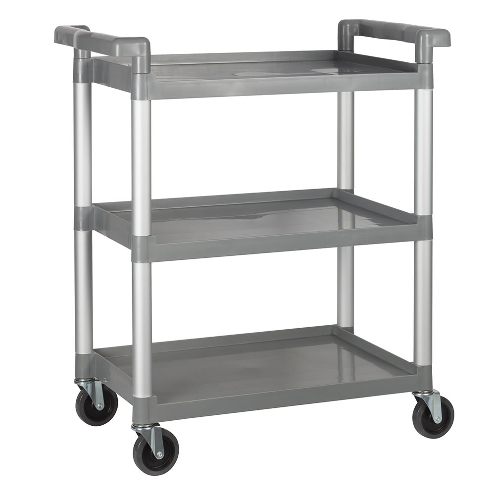 080-UC2415G 3 Level Plastic Utility Cart w/ 330 lb Capacity, Raised Ledges
