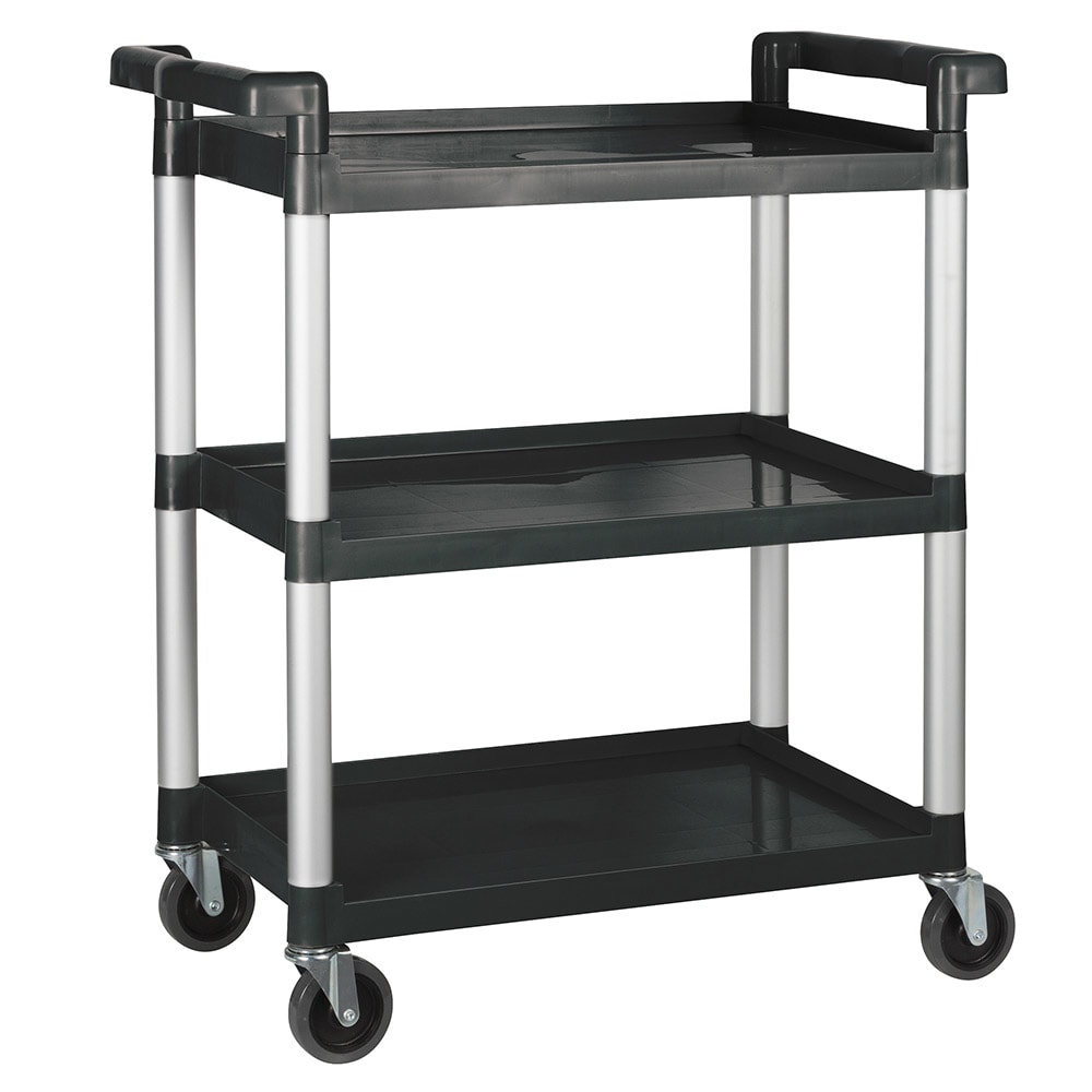 080-UC2415K 3 Level Plastic Utility Cart w/ 330 lb Capacity, Raised Ledges