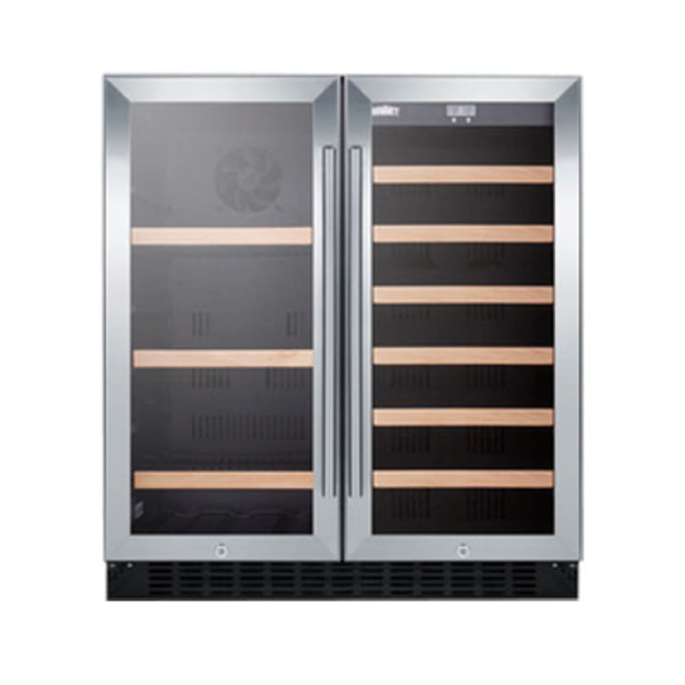 Summit SWBV3071 29 1/2" Two Section Wine Cooler w/ (2) Zones - 33 Bottle Capacity, 115v