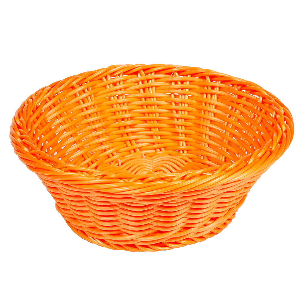 284-WB1501OR 9 1/2" Round Serving Basket, Polypropylene, Orange