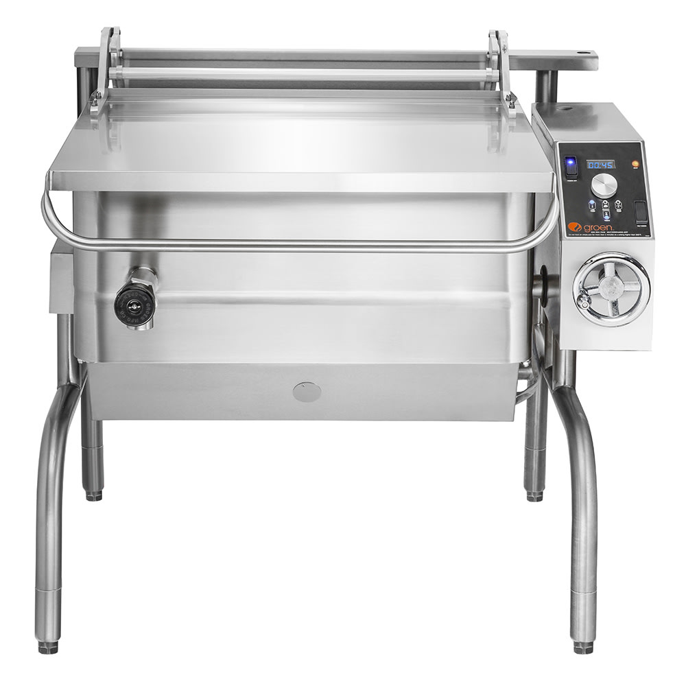 167-BPM40EA2403 40 gal. Tilt Skillet - Open Leg Base, Polished Pan, Measurement Marks, 240v/3ph