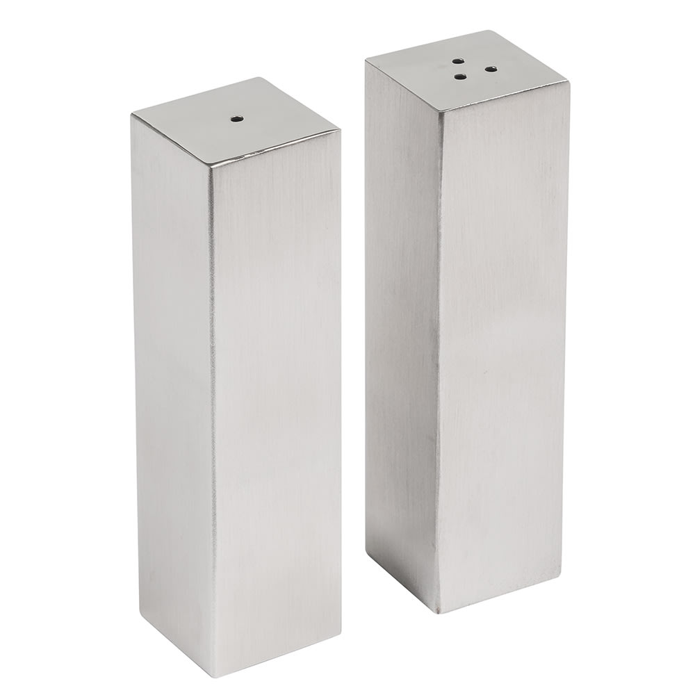166-SPDX33 2 oz Salt & Pepper Shaker Set - Stainless Steel, 3 3/4"H