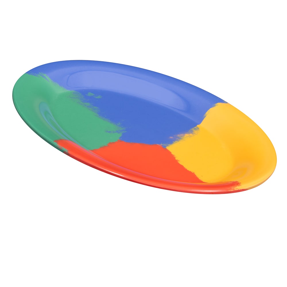 284-OP950CE 9 3/4" x 7 1/4" Oval Diamond Celebration Platter - Melamine, Multi Colored