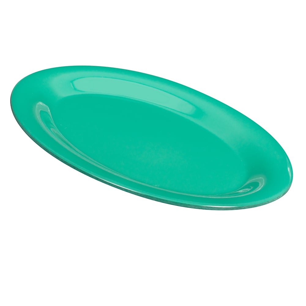 284-OP950FG 9 3/4" x 7 1/4" Oval Diamond Melamine Serving Platter - , Green