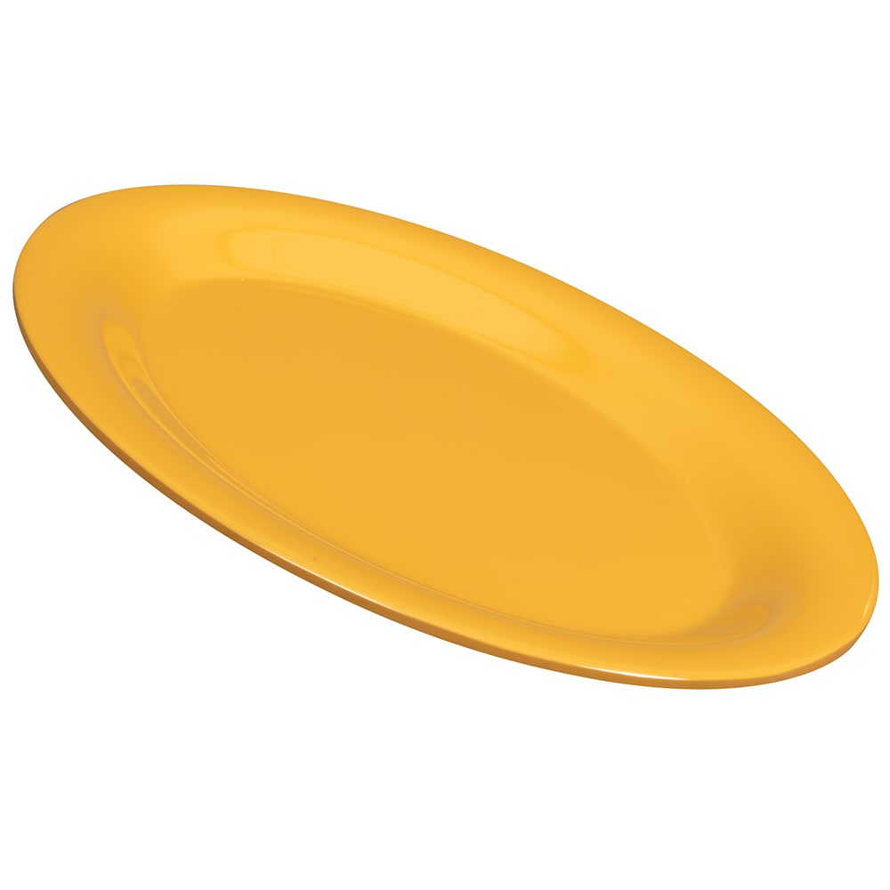 284-OP950TY 9 3/4" x 7 1/4" Oval Diamond Mardi Gras Platter - Melamine, Yellow