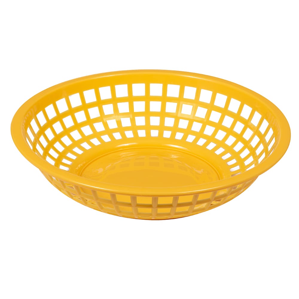 284-RB820Y 8" Round Bread & Bun Basket, Plastic, Yellow