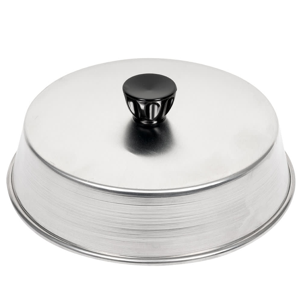 166-BA840A 8" Basting Cover w/ Bakelite Knob, Black, Aluminum