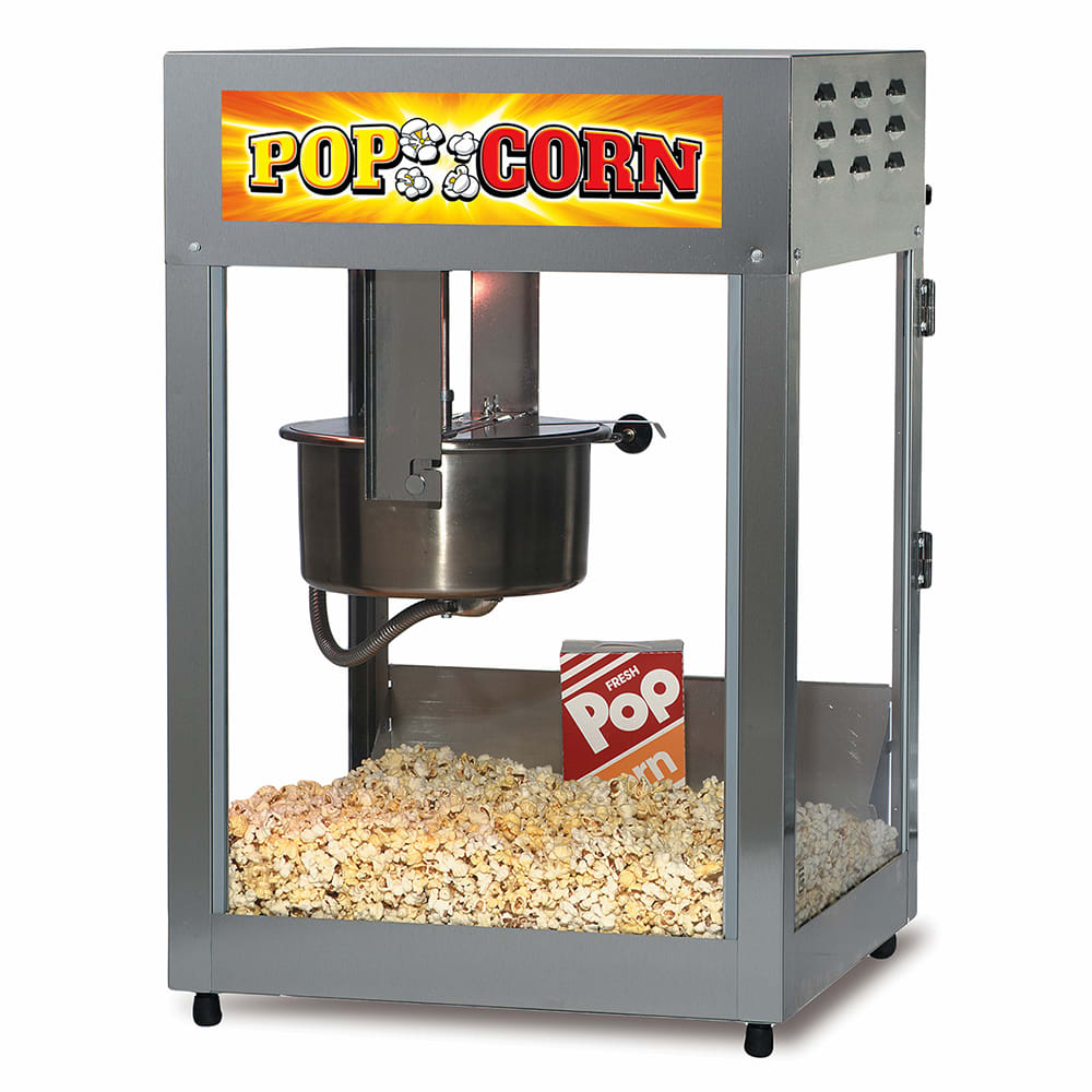 231-2552LS120240 Popcorn Machine, 12/14 oz EZ Kleen Kettle, Stainless Cabinet, 120v