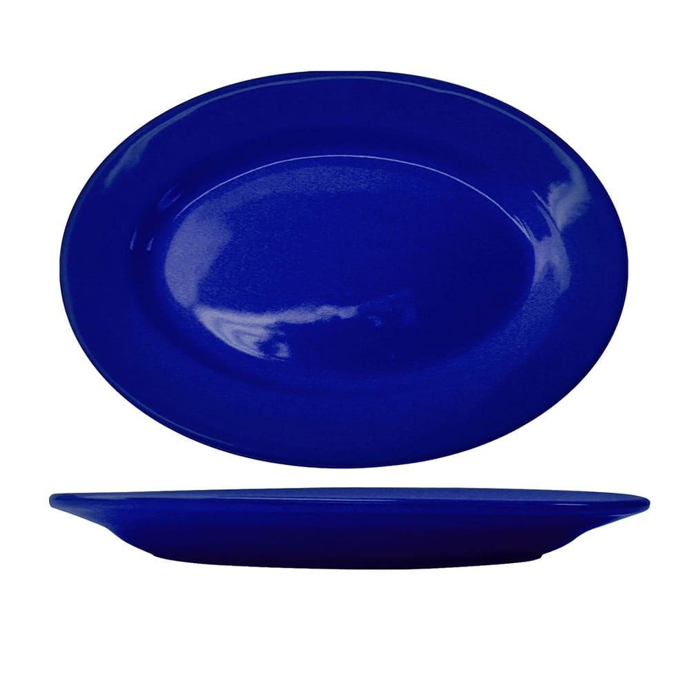 129-CA51CB 15 1/2" x 10 1/2" Oval Cancun™ Platter - Ceramic, Cobalt Blue