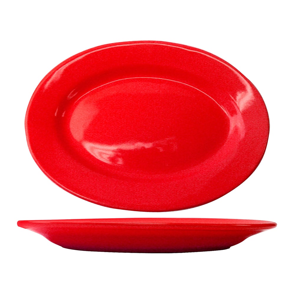 129-CA51CR 15 1/2" x 10 1/2" Oval Cancun™ Platter - Ceramic, Crimson Red