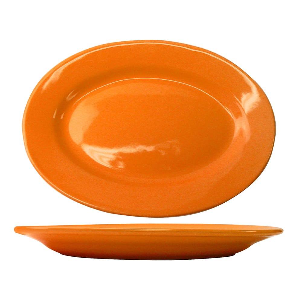 129-CA51O 15 1/2" x 10 1/2" Oval Cancun™ Platter - Ceramic, Orange