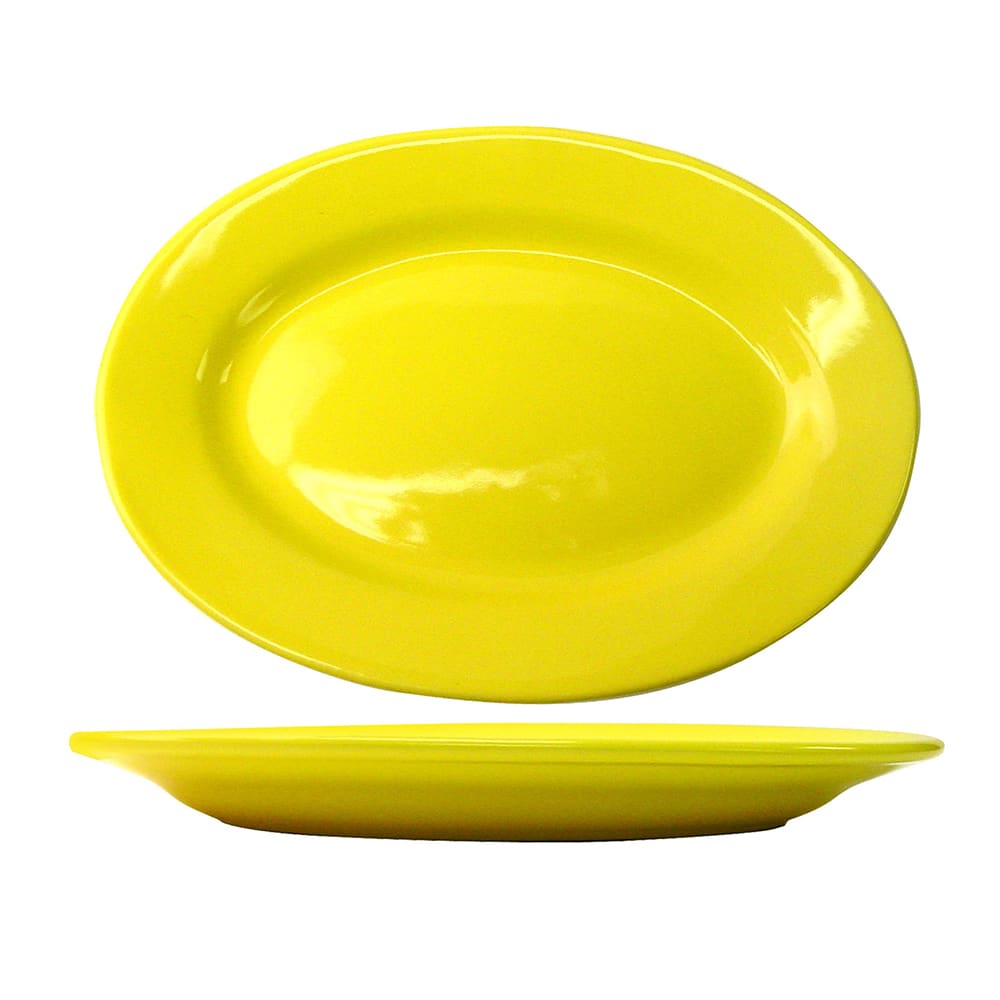 129-CA51Y 15 1/2" x 10 1/2" Oval Cancun™ Platter - Ceramic, Yellow