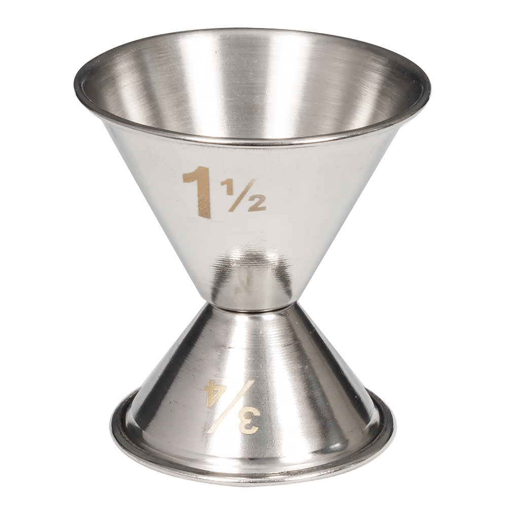 166-J203 Double Jigger - 3/4 & 1 1/2 oz, Satin Stainless