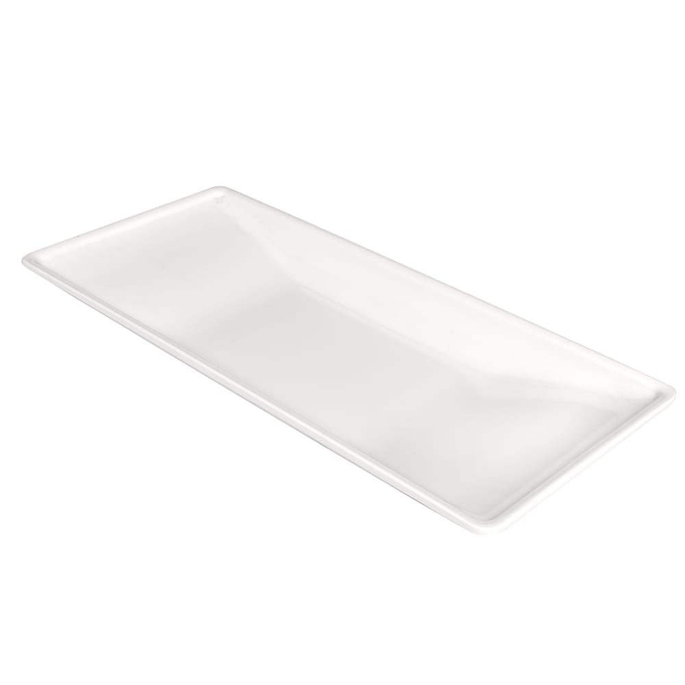 166-TRPZ18 18 3/8" x 8 1/8" Trapezoid Serving Platter - Melamine, White
