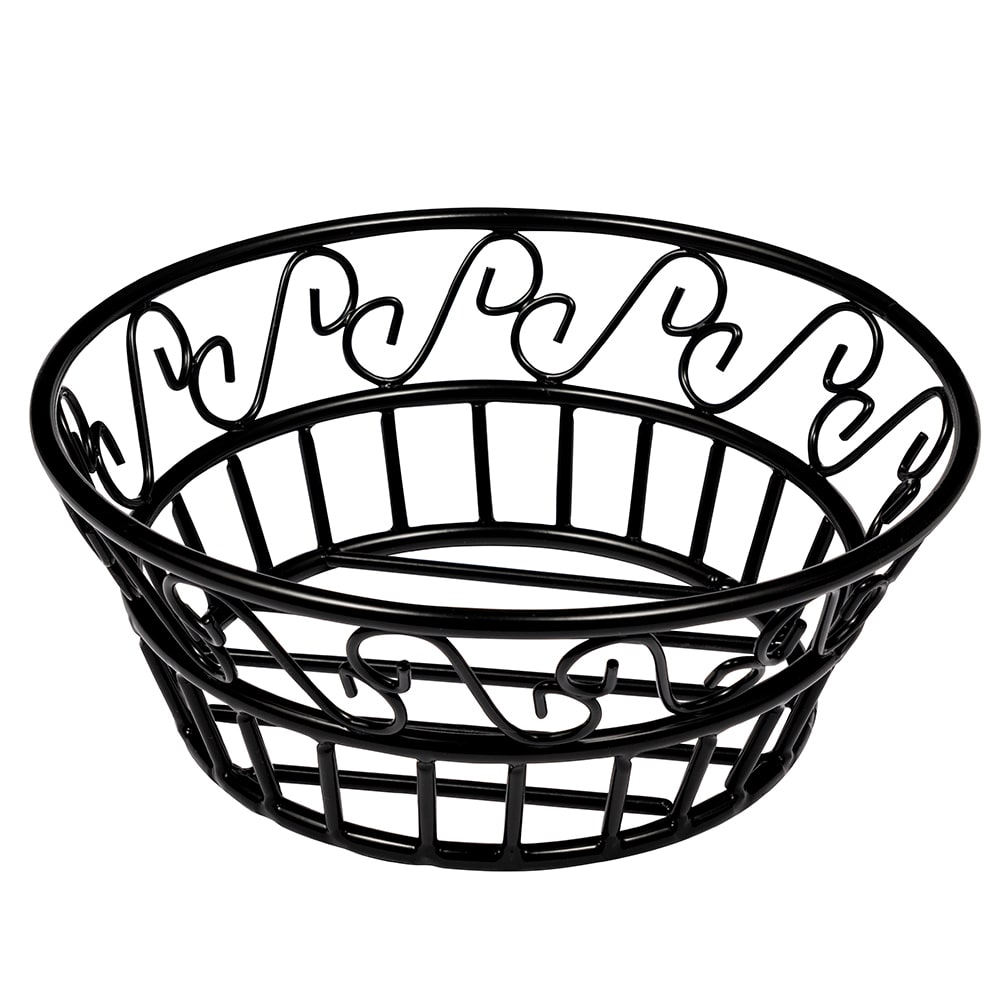 166-BLSB80 8" Bread Basket w/ Scroll Design, Wrought Iron/Black