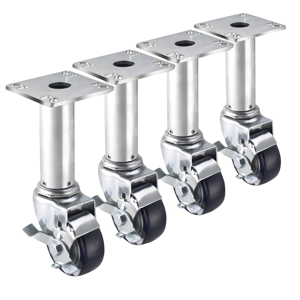 381-28117S 3" Adjustable Height Plate Caster w/ 220 lb Capacity - 8 1/2" to 10 1/2&quot...
