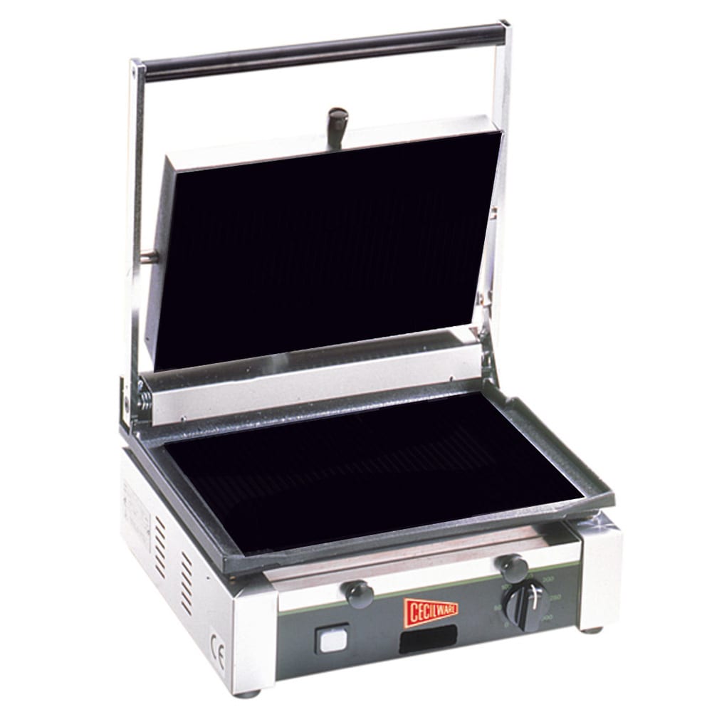 131-TSG1F Single Commercial Panini Press w/ Cast Iron Smooth Plates, 110v