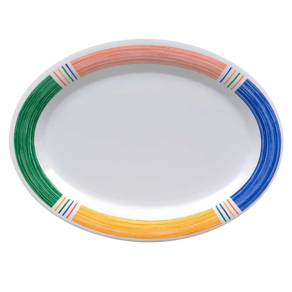 284-OP120BA 12" x 9" Oval Diamond Barcelona Platter - Melamine, White