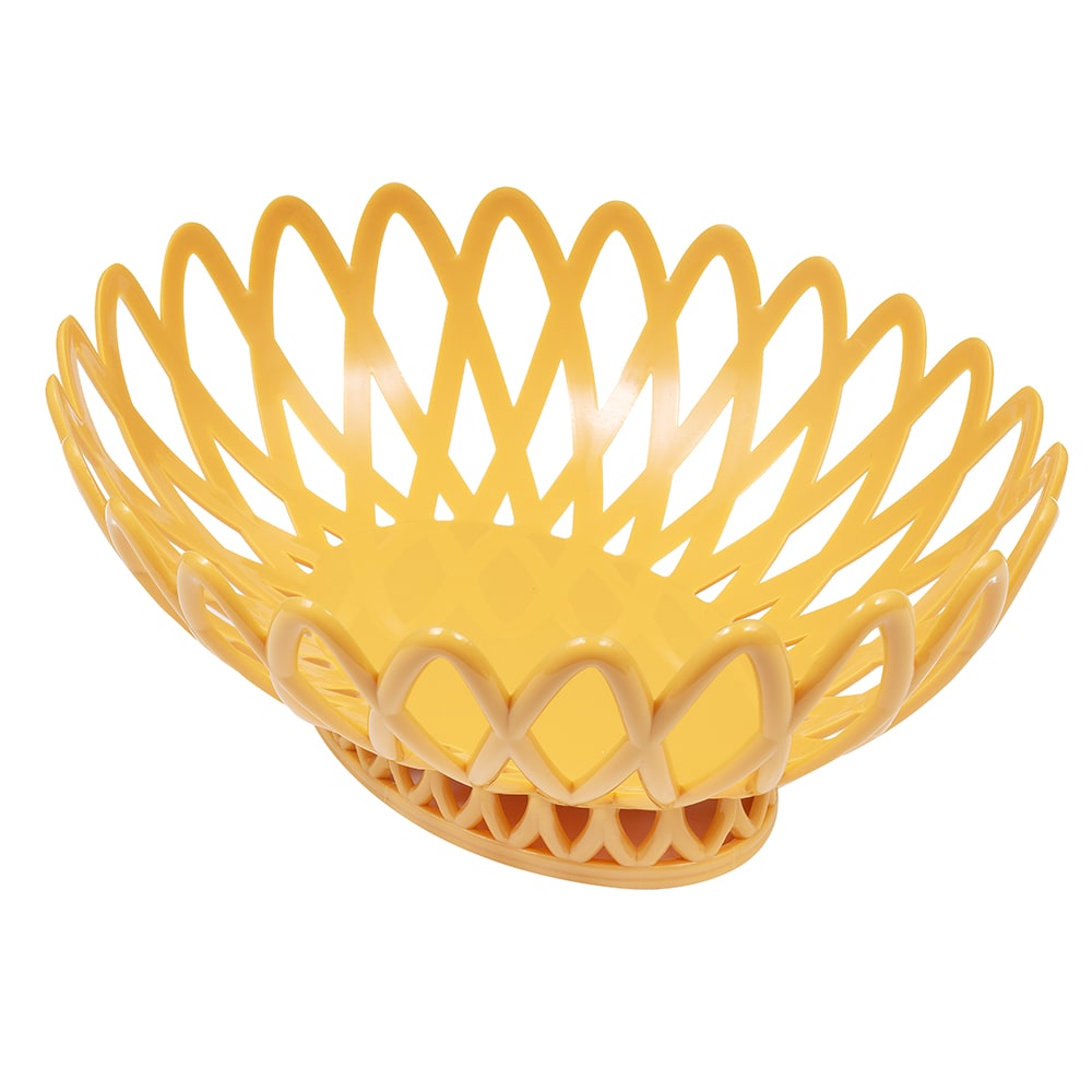 284-OB940TY Oval Bread & Bun Basket, 10" x 8 1/4", Polypropylene, Yellow