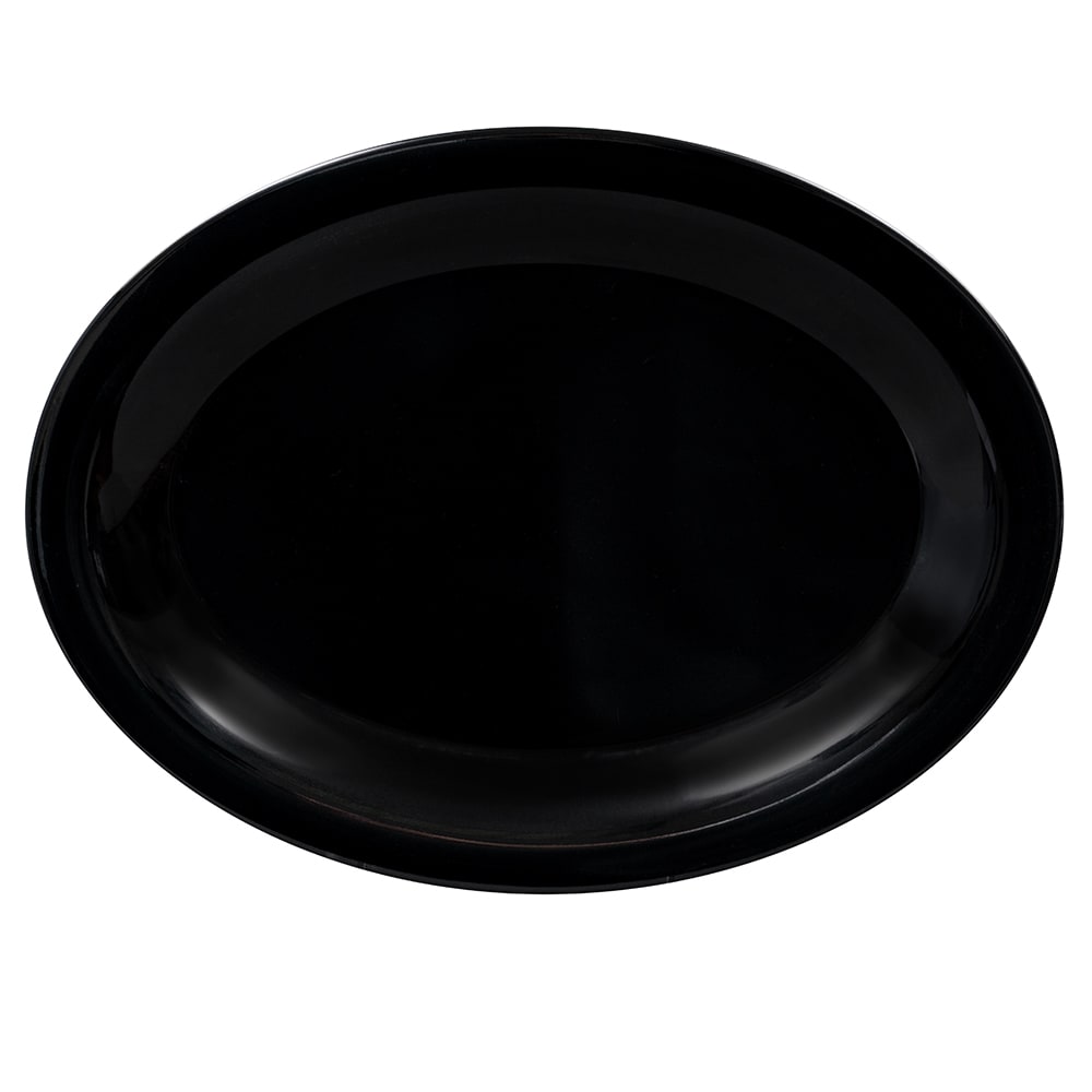 284-OP120BK 12" x 9" Oval Black Elegance Platter - Melamine, Black