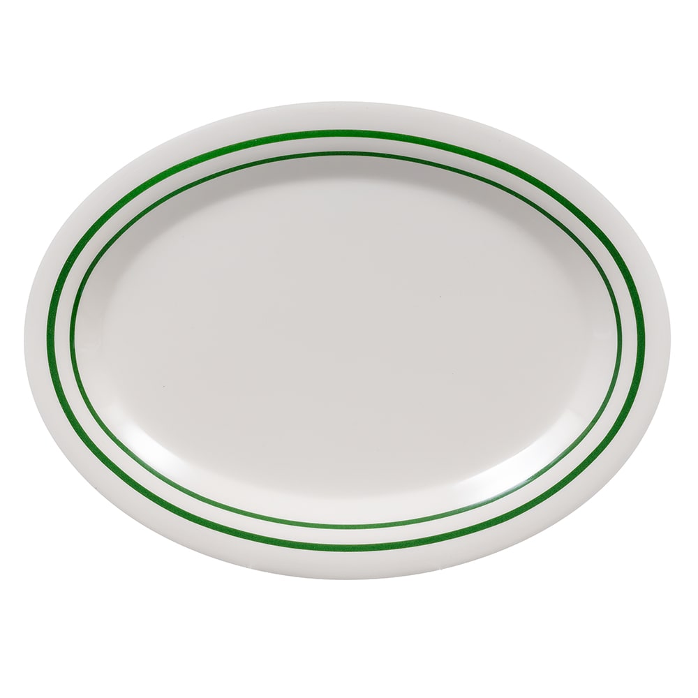 284-OP120EM 12" x 9" Oval Emerald Platter - Melamine, White
