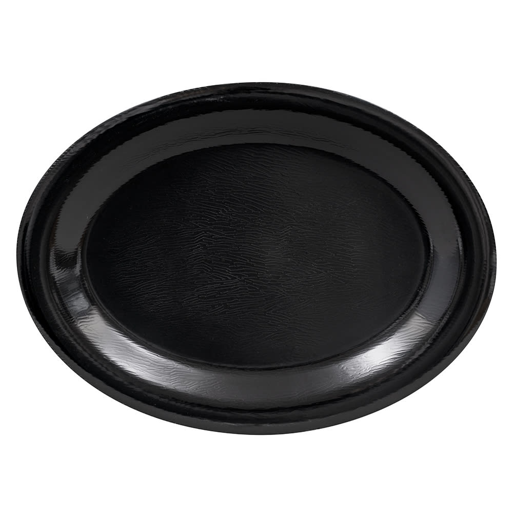 284-OP120EWBK 12" x 9" Oval Etchedware Platter - Melamine, Black