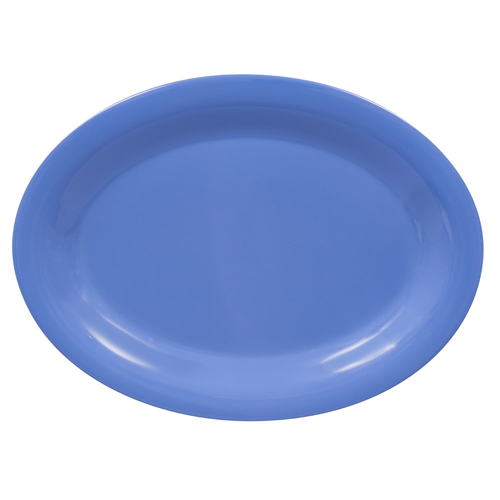 284-OP120PB 12" x 9" Oval Diamond Mardi Gras Platter - Melamine, Blue