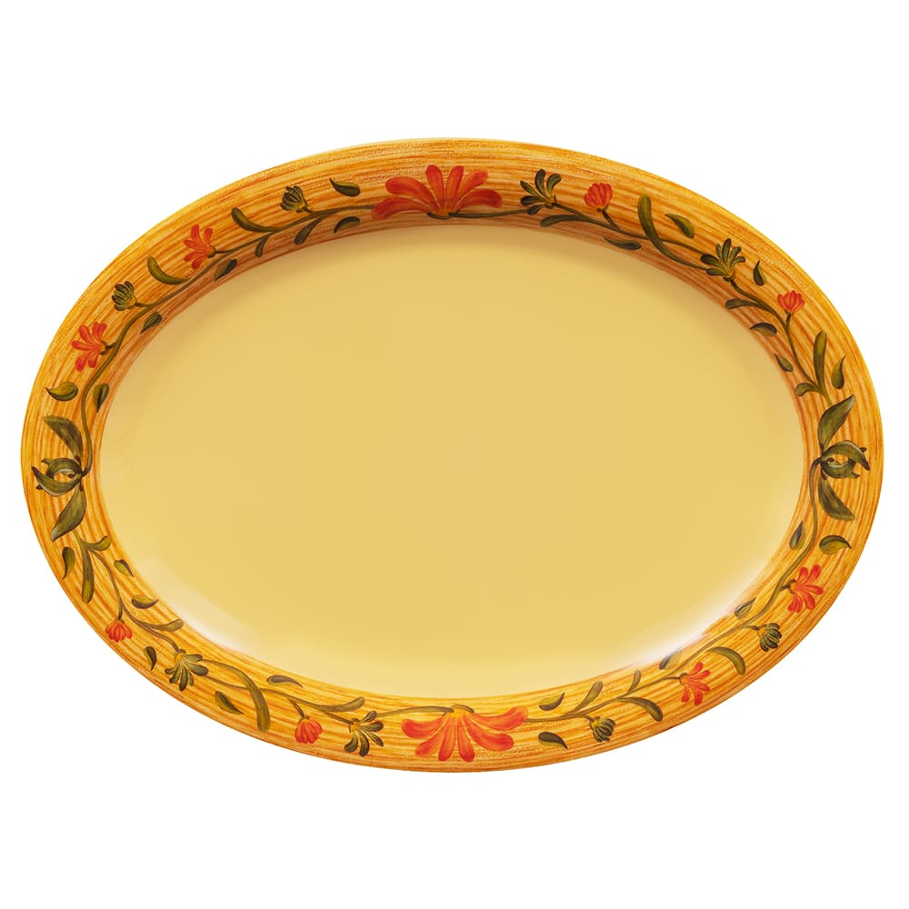 284-OP120VN 12" x 9" Oval Venetian Platter - Melamine, Yellow