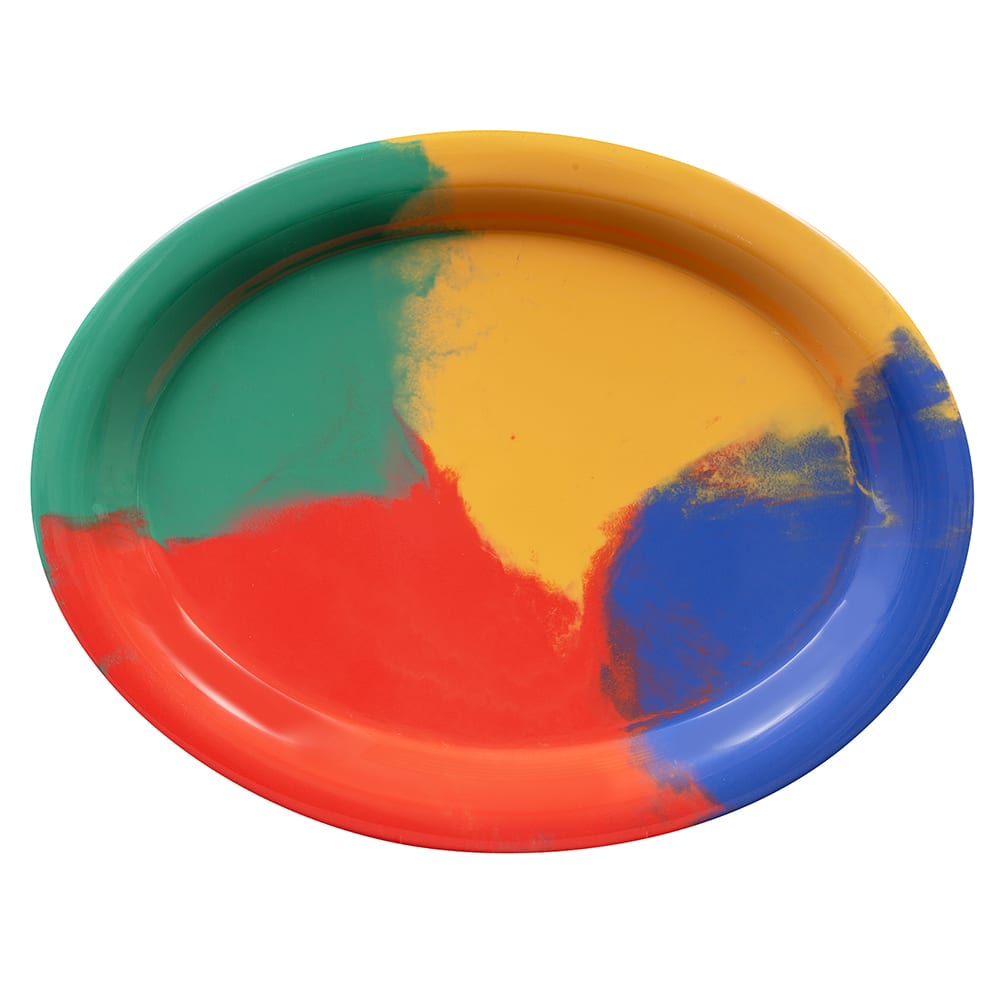 284-OP135CE 13 1/2" x 10 1/4" Oval Diamond Celebration Platter - Melamine, Multi Colore...