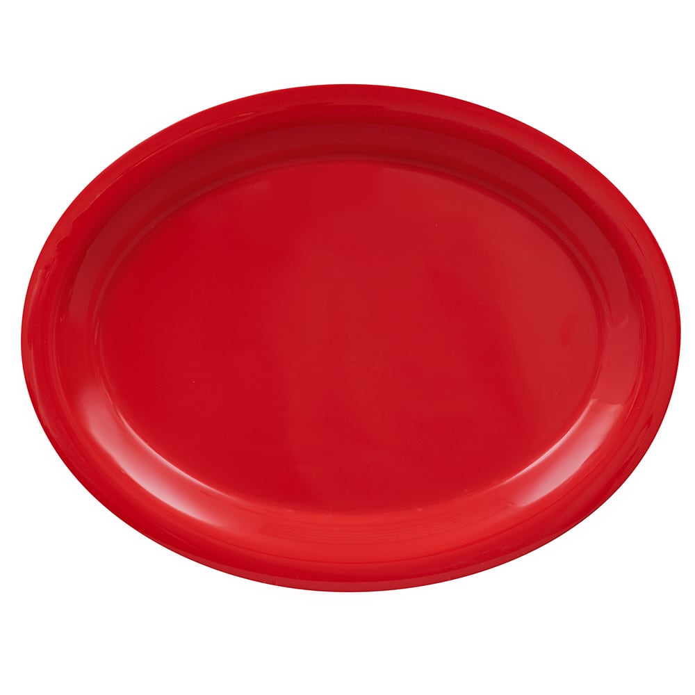 284-OP135CR 13 1/2" x 10 1/4" Oval Diamond Harvest Platter - Melamine, Cranberry