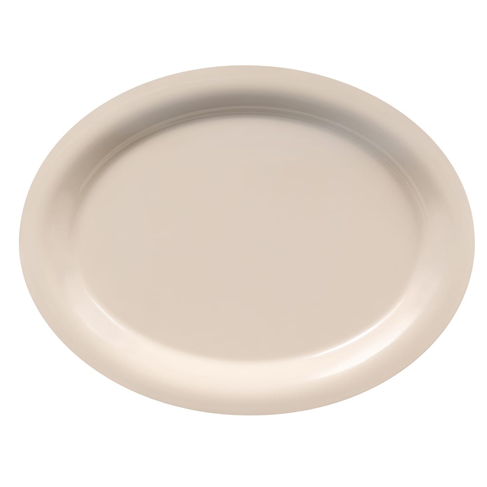 284-OP135DI 13 1/2" x 10 1/4" Oval Diamond Ivory Platter - Melamine, Ivory