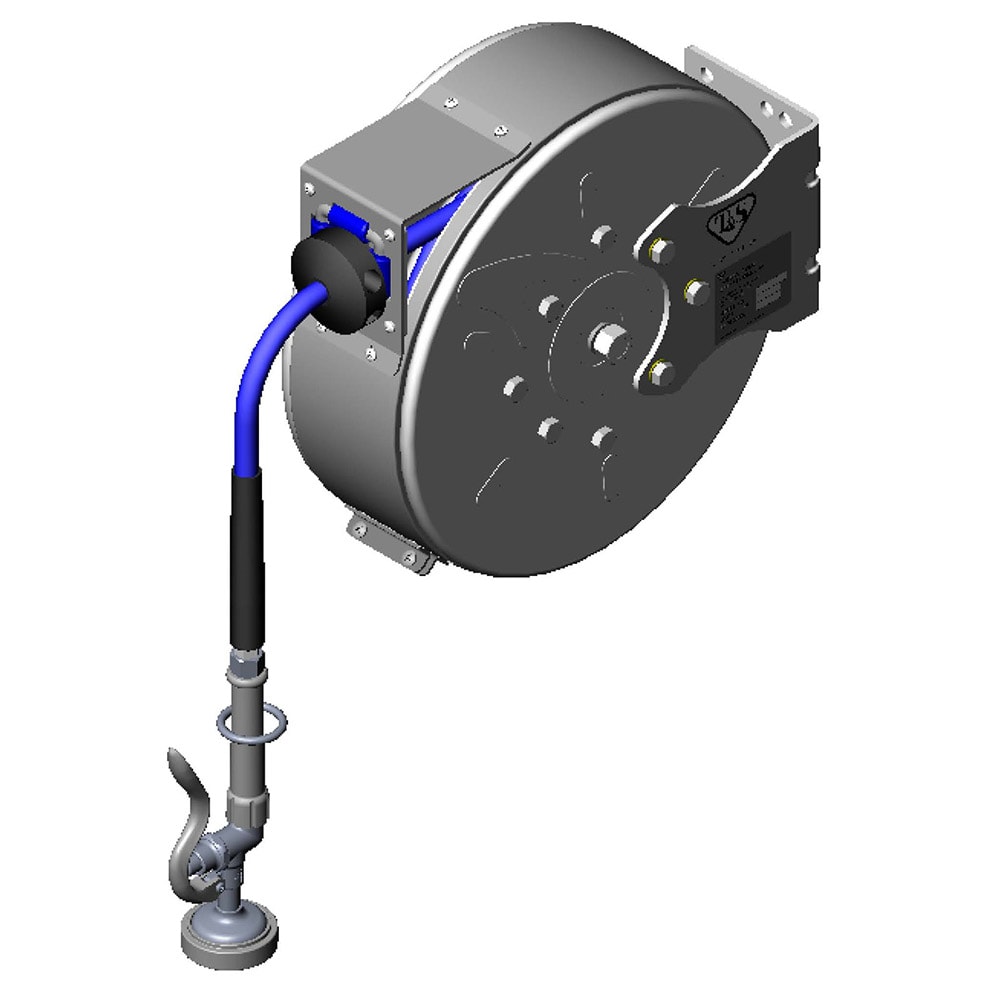 064-B7122C01M Enclosed Hose Reel w/ 30 ft Hose & Spray Valve, Stainless Steel