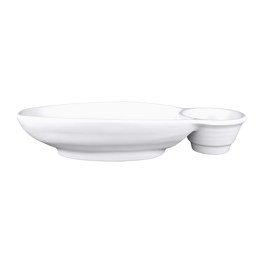 701-JWC1408W 10" x 5 1/2" Oval Zen Chip & Dip Platter - Melamine, White